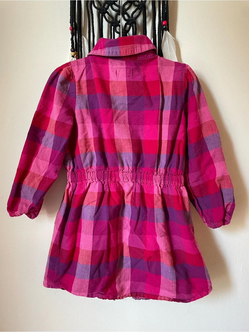 Old Navy Pink & Magenta Plaid Button-Front Dress EUC 2T Girls Y2K 2010’s Era